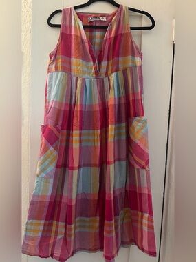 Women’s Pink Plaid Cotton Midi Skirt